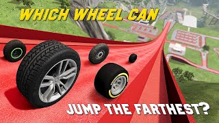 Which Car Wheel Can Jump The Farthest 5  BeamNG Drive [upl. by Rowland]