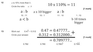 Past Paper 1  Q12 And Q13  Ratios And Recurring Numbers [upl. by Ynaoj200]