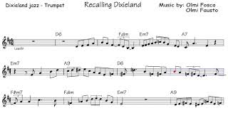 Trumpet Dixieland jazz Improvisation lesson  Beginner Level  quotRecalling Dixielandquot  Score [upl. by Aikyn373]