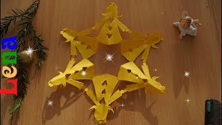 Schneeflocke falten zeichnen basteln als Engel  DIY Christmas Angel Snowflake  делать снежинку [upl. by Kcarb]