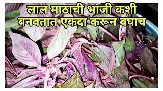 l लाल माठाची भाजी कशी बनवतात l एकदा तुम्ही करून बघाच l Red Leafy vegetable l जय मल्हार रेसिपीज l [upl. by Allak980]