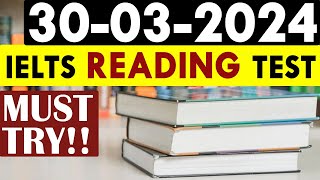 IELTS Reading Test 2024 with Answers  30032024 [upl. by Etteloc17]