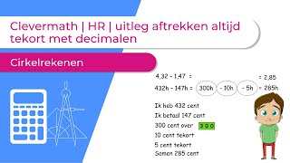 Clevermath  HR  uitleg aftrekken altijd tekort met decimalen  Cirkelrekenen [upl. by Lessirg796]