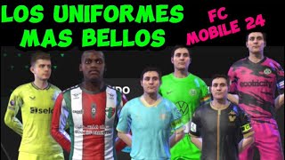 LOS MEJORES UNIFORMES equipaciones MÁS LINDOS HERMOSOS Y COMO DESBLOQUEAR FC MOBILE 24 1era Parte [upl. by Ylrebmic587]