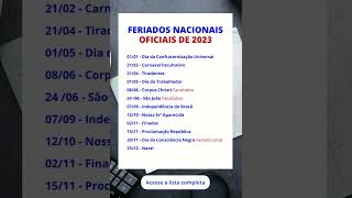 Atualizado Feriados Brasil 2023 shorts datascomemorativas shortvideo [upl. by Ahtamas151]