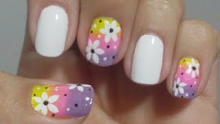 Unhas Decoradas Degradê com Flores [upl. by Yokoyama]