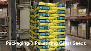 5202 Packaging amp Palletizing Grass Seeds 10kg paper bags [upl. by Nyladnar]