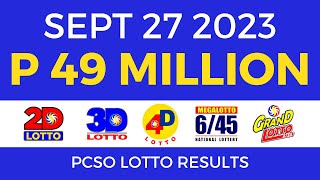 Lotto Result September 27 2023 9pm PCSO [upl. by Theadora757]