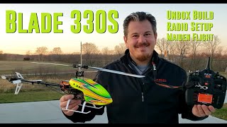 Blade  330S  BNF Heli  Unbox Build Radio Setup amp Maiden Flight [upl. by Salesin]