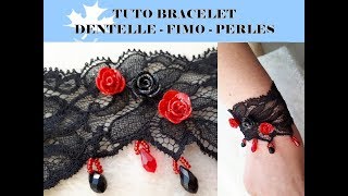 TUTO Bracelet dentelle fimo et perles [upl. by Ifill]