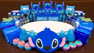 BLUE STITCH Slime Mixing Makeup Glitter and More into Glossy Slime Satisfying Slime Video 761 [upl. by Llet]