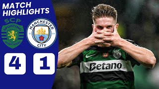 Sporting vs Man City 41 HIGHLIGHTS  Viktor Gyokeres Goal vs Man City Amorim vs Pep [upl. by Leuas]