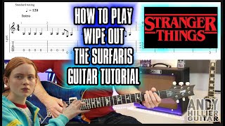 How to play The Surfaris Wipe Out Guitar Tutorial Stranger Things [upl. by Romito51]