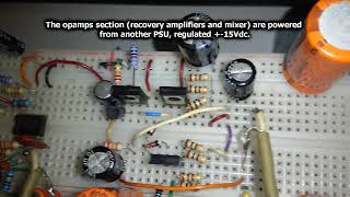 Spring Reverb 600 ohm input coil with ESP discrete driver circuit on breadboard [upl. by Ylus]