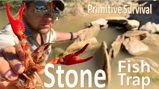 Stone Fish Trap Primitive Survival Build and Catch [upl. by Siobhan75]