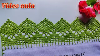 🔥BARRADO LINDO FÁCIL PARA PANOS DE PRATOcrochet crochetingknittingbarradofacil croche [upl. by Dorcy]