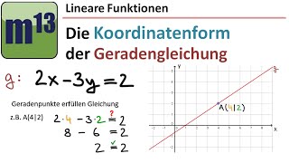 Die Koordinatenform der Geradengleichung [upl. by Warrick]