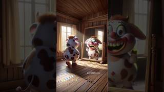 Evolution Of Cow 🔥 The Cow Saw its Face Like a Clown in the Mirror cow cute shorts [upl. by Nauqyt]