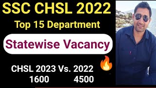 SSC CHSL 2022 Statewise Vacancy CHSL 2023 Vacancy Top 15 Vacancy [upl. by Ynohtnanhoj]