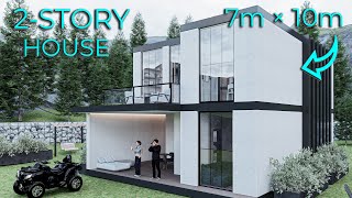 2Story SMALL HOUSE 7m x 10m  3 Bedrooms House Design Ideas [upl. by Eugene131]