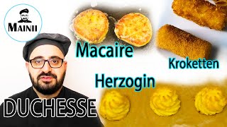 Duchessemasse Kroketten Herzogin und Macairekartoffeln selber machen Kochausbildung [upl. by Sammer]