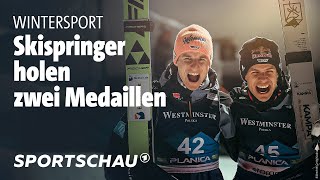 Nordische SkiWM Wellinger und Geiger gewinnen Silber und Bronze  Sportschau [upl. by Analra]