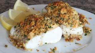 Oven Baked Cod With Ritz Cracker Topping With Butter Lemon amp Parsley [upl. by Eadmund]