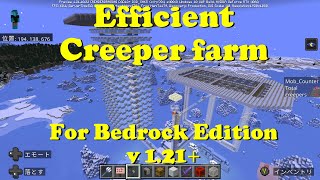 Minecraft Efficient Creeper farm for Bedrock v121 1 double chest of gunpowder per hour [upl. by Enitsenrae]