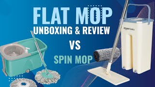 Amazon Basics Flat Mop Unboxing amp Comparison With Spin Mop SimplyQuickly [upl. by Marleah]