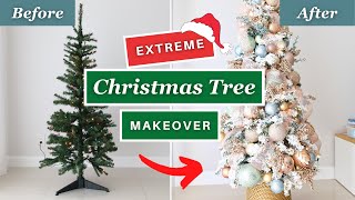 HOW TO MAKE A CHEAP CHRISTMAS TREE LOOK EXPENSIVE AND GLAMOROUS  Extreme Christmas Tree Makeover🎄 [upl. by Glennie61]