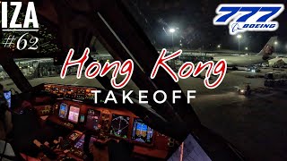 B777 HKG 🇭🇰 Hong Kong  TAKEOFF 07R  4K Cockpit View  ATC amp Crew Communications [upl. by Atteynod]