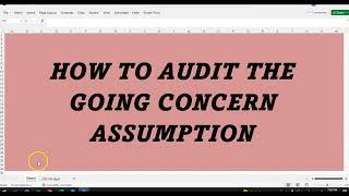 Practical approach to audit going concern Audit working paper for going concern assessment [upl. by Cardie]