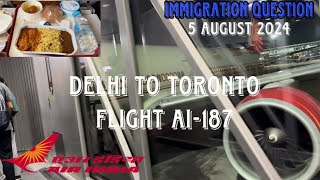 Delhi to Toronto flight Ai187 14 hours flight view with meal details  2 seats [upl. by Radloff]