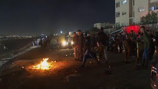 Israeli security forces use tear gas to disperse crowd of Palestinians gathered near Ofer prison [upl. by Chelsy335]