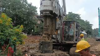 Working of Rig Machine for pile bore at construction site [upl. by Acinna964]