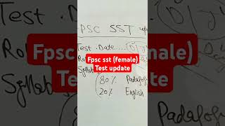 Fpsc SST female test date update syllabus tips [upl. by Lune]