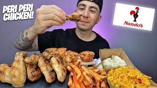 EATING A Big Nandos Chicken Feast PeriPeri Whole Chicken Wings MUKBANG [upl. by Leanora]