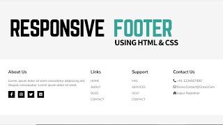 How to Make a Responsive Footer Using HTML amp CSS  Responsive Footer Tutorial in Hindi [upl. by Gorlicki]