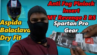 Anti Fog Pinlock insert for mt revenge 2 rs helmet  Aspida Balaclava Dry fit Spartan Pro gear [upl. by Arlana615]