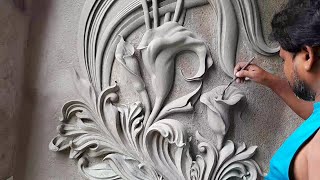 Amazing 3D rendering mural with sand and cement on the concrete wall [upl. by Bolitho742]