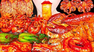 ASMR MUKBANG Spicy FLEX Seafood Boil Lobster Sausage Octopus Enoki Mushroom CookingampEating 먹방 [upl. by Erdnaed]