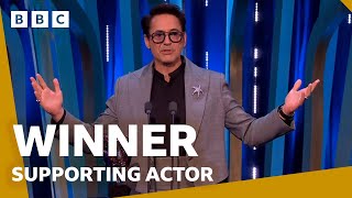 Robert Downey Jr wins Supporting Actor 🏆  BAFTA Film Awards 2024  BBC [upl. by Gautier]