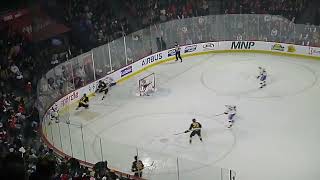 Providence Bruins Michael DiPietro stops Laval Rockets Florian Xhekaj on a breakaway 11124 [upl. by Ancelin557]