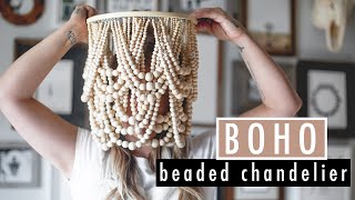 How to DIY a stunning highend wood bead chandelier [upl. by Vasyuta643]