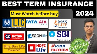 Best Term Insurance 2024LICHDFCICICITATASBIBajajMaxBirla Life insurance Review in Hindi [upl. by Teodoro27]