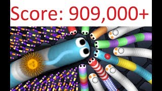 World record in slitherio  Score  909000 High lights 세계 기록 世界記録 [upl. by Deina954]