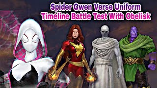 Spider Gwen Verse Uniform Timeline Battle Test With Obelisk  Marvel Future Fight [upl. by Johnson174]