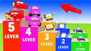 Big amp Small MCQUEEN TOW MATER SNOT ROD DJ CARS WINGO Cars Climb to Highest Level [upl. by Ecille]