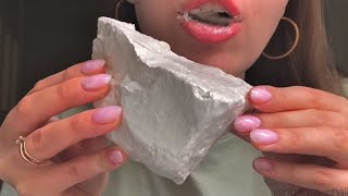 wet chalk eating asmr by onebitechannel5423  wet chalk mountain crunching  tasty wet chalk [upl. by Ezar]