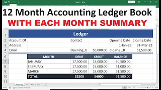 How To make Ledger Book for Each Month in Excel [upl. by Any]